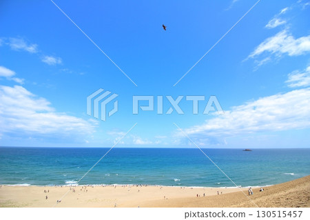 Beautiful scenery of the sky, sea and sand dunes 130515457