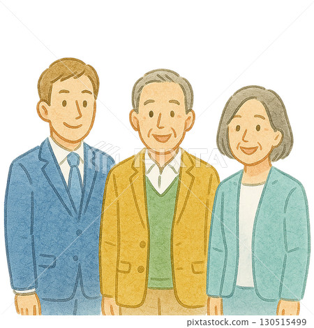 老一代和年輕員工商業插畫素材 130515499