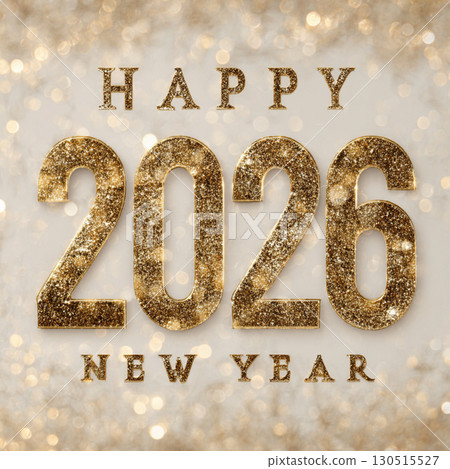 Happy New Year 2026 White Banner with Golden Numbers 130515527