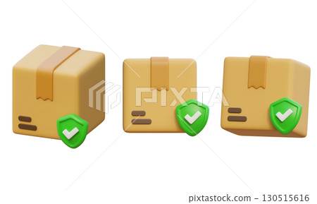 Package Box with shield 3D Icon graphic 130515616