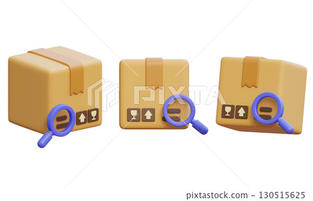 Package Box with search 3D Icon graphic 130515625