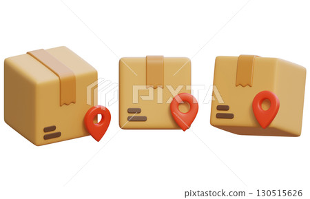 Package Box with tracking 3D Icon graphic Package Box with tracking 3D Icon graphic 130515626
