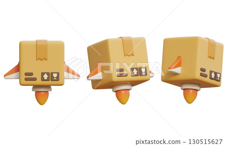 Package Box with rocket 3D Icon graphic 130515627