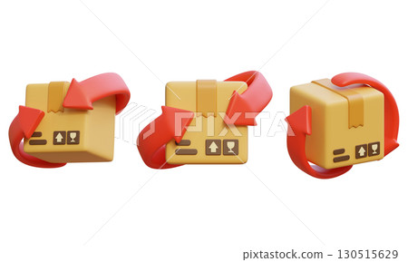 Package Box with exchange arrow 3D Icon graphic Package Box with exchange arrow 3D Icon graphic 130515629
