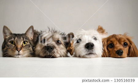 可愛的狗和貓的肖像 130516039