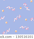 Watercolor seamless pattern with pink ribbons and gold pearls, hand drawn. 130516101