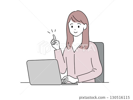 Illustration of a woman using a computer who has come up with a good idea Illustration of a woman using a computer who has come up with a good idea 130516115
