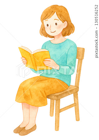 A woman sitting in a chair and reading a book Illustration material (reading / learning) A woman sitting in a chair and reading a book Illustration material (reading / learning) 130516252