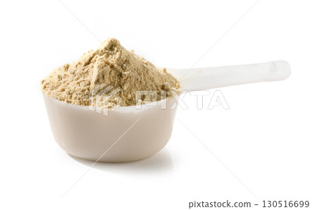 protein powder in measure spoon 130516699