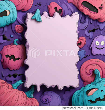Cartoon Style Halloween Poster with Playful Colors and Text Space Cartoon Style Halloween Poster with Playful Colors and Text Space 130516998