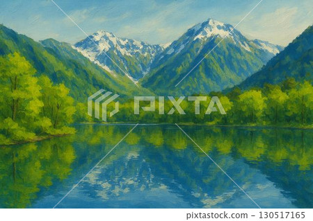 北阿爾卑斯上高地形象油畫 130517165