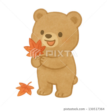 [秋]小熊撿楓葉的插畫/第2種 130517364