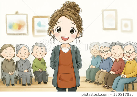 米遊系列:米遊透過遊戲與老人互動的場景 米遊系列:米遊透過遊戲與老人互動的場景 130517853