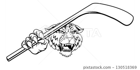 Tiger Ice Hockey Team Sports Cartoon Mascot Tiger Ice Hockey Team Sports Cartoon Mascot 130518369