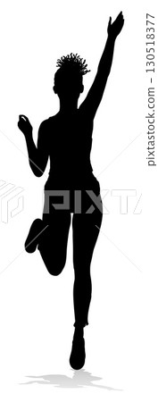 Happy Woman Joy Pose Silhouette Person Happy Woman Joy Pose Silhouette Person 130518377