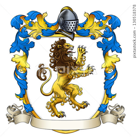 Coat of Arms Crest Lion Heraldic Knight Shield 130518378