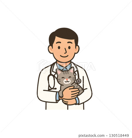 Veterinarian color icon, material, illustration, no background, document creation, occupation 130518449