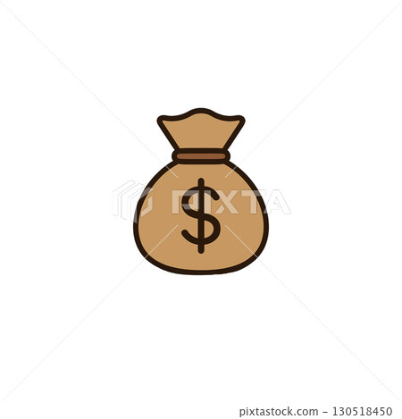 Money bag color icon, material, illustration, no background, document creation 130518450