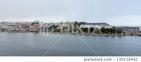 Beautiful Coastal View of a Coruna harbour with Hospital Abente Y Lago in Galicia Spain 130518482
