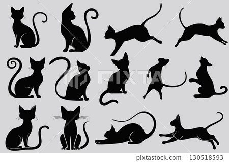 黑貓剪影插畫集 130518593