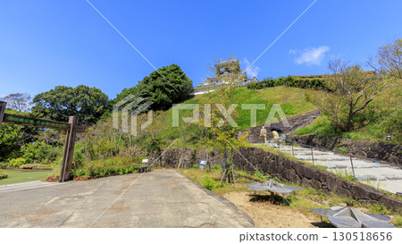 Kakegawa Castle shining against the blue sky 130518656