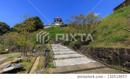 Kakegawa Castle shining against the blue sky 130518657