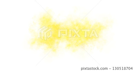 Vibrant yellow smoke cloud on transparent background perfect for abstract mockup designs or experimental template use 130518704