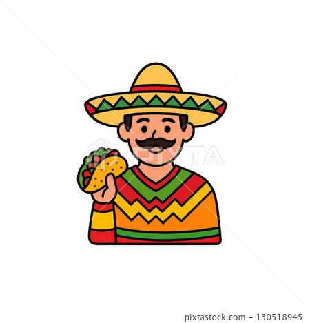 Mexican color icons, materials, illustrations, no background, document creation 130518945