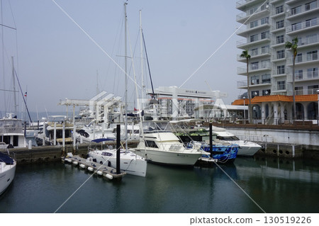停泊在葉山碼頭遊艇港的船隻和遊艇 停泊在葉山碼頭遊艇港的船隻和遊艇 130519226