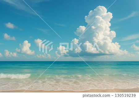 Summer sea, cumulonimbus clouds, sandy beach 130519239
