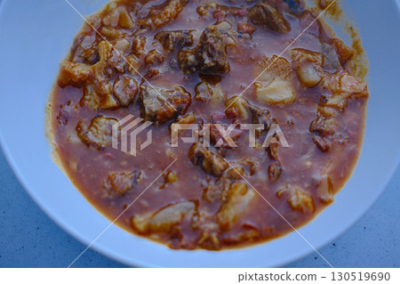 pig tryp dish as typical spanish tapas food with chickpeas 130519690