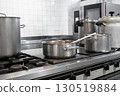 Modern comercial kitchen in a restaurant 130519884