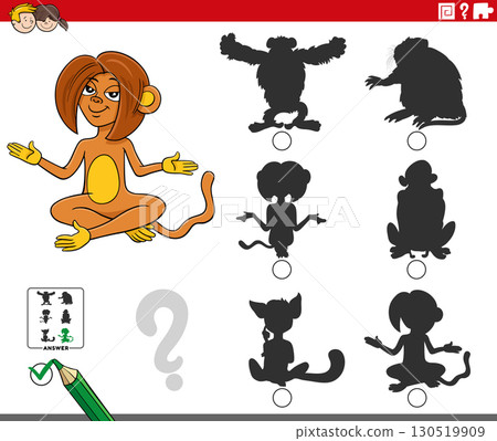 shadow game with cartoon monkey animal character 130519909