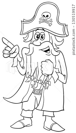 funny cartoon pirate or corsair captain comic character coloring page 130519917