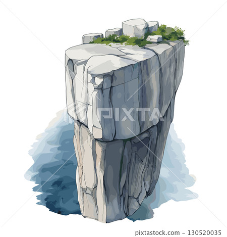 Pulpit Rock. Pulpit Rock watercolor vector illustration 130520035