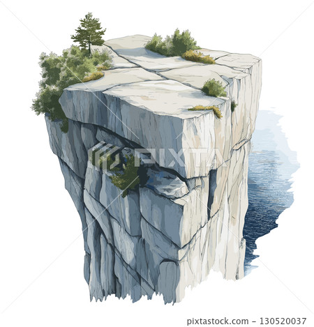 Pulpit Rock. Pulpit Rock watercolor vector illustration Pulpit Rock. Pulpit Rock watercolor vector illustration 130520037