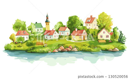 Saaremaa Island. Saaremaa Island watercolor vector illustration 130520056