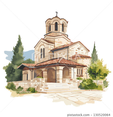 Saint John at Kaneo. Saint John at Kaneo watercolor vector illustration Saint John at Kaneo. Saint John at Kaneo watercolor vector illustration 130520064