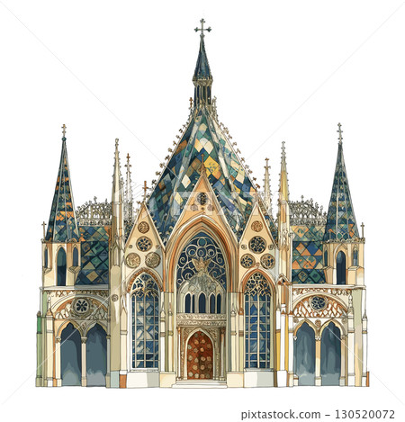 Sainte-Chapelle. Sainte-Chapelle watercolor vector illustration 130520072