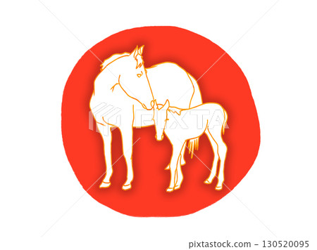 Horse and child on a red circle background 130520095