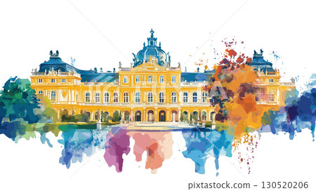 Schonbrunn Palace. Schonbrunn Palace watercolor vector illustration Schonbrunn Palace. Schonbrunn Palace watercolor vector illustration 130520206