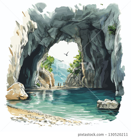 Skocjan Caves. Skocjan Caves watercolor vector illustration Skocjan Caves. Skocjan Caves watercolor vector illustration 130520211
