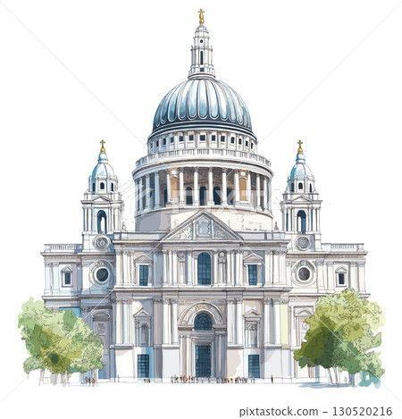 St. Paul's Cathedral. St. Paul's Cathedral watercolor vector illustration 130520216