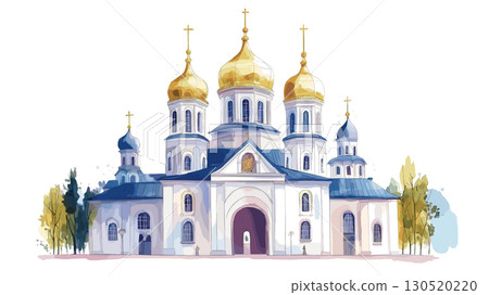 St. Sophias Cathedral. St. Sophias Cathedral watercolor vector illustration St. Sophias Cathedral. St. Sophias Cathedral watercolor vector illustration 130520220