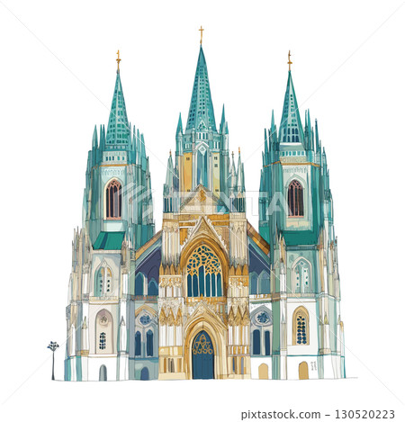 St. Stephens Cathedral. St. Stephens Cathedral watercolor vector illustration 130520223