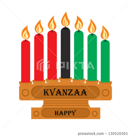 Happy Kwanzaa lettering on wooden Kinara with Seven Candles Candles Kwanzaa Greetings design element Happy Kwanzaa lettering on wooden Kinara with Seven Candles Candles Kwanzaa Greetings design element 130520301