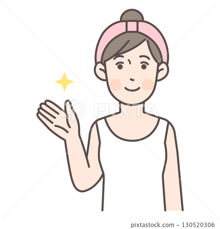 A woman explaining facial cleansing beauty tips 130520306