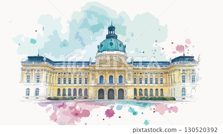 Hofburg Palace. Hofburg Palace watercolor vector illustration 130520392