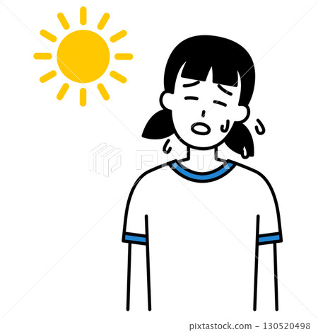 Female student in gym clothes suffering from heatstroke Female student in gym clothes suffering from heatstroke 130520498