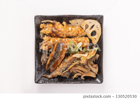 pacific saury and Maitake mushrooms with sweet and spicy plum sauce pacific saury and Maitake mushrooms with sweet and spicy plum sauce 130520530
